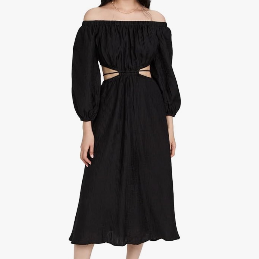 ASTR Black Wrap Gown with Bishop Sleeves